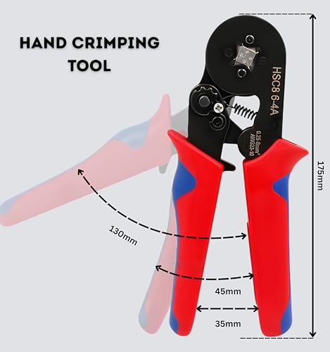 Image of G-ENERGY 1200PCS Wire Ferrule Crimping Tool Kit with HSC8 6-4A Self-Adjusting Ratchet Crimper | AWG 23-7 (0.25-10mm) Insulated Copper Bootlace Ferrule Connectors for Electrical Wiring & Control Panel