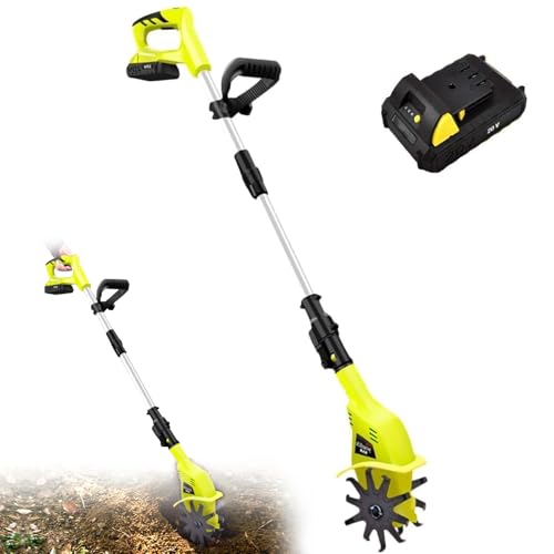 Scarificateurs électriques du cultivateur du Sol pour pelouses, rotavateur de Barre de Jardin sans Fil avec Une Tige télescopique de 97 à 127 cm, Une Profondeur de Labour de 25 cm