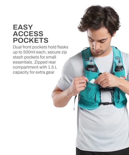 Image of TEGO Pacer Lite Running Hydration Vest | Lightweight Minimalist Running Vest | Compatible with 200 ml / 250 ml / 500 ml Soft Flasks | Reflective | for Running & Training