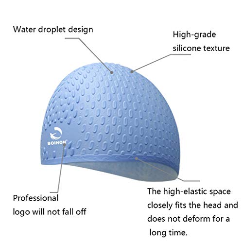 Touca de Natação Waterdrop Homens Mulheres Elastic silicone à prova d'água Orelhas Cabelo Comprido