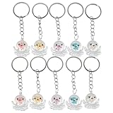 LIFKOME 10 Piezas Llavero Colgante de Pulpo Luminoso Decoración Portátil para Mochila y Bolso Accesorio Resistente y Compacto con Brillo Nocturno para Fiestas Temáticas Marinas