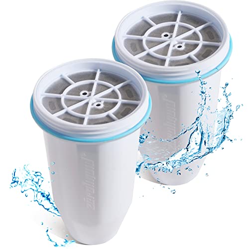 Water Filter Cartridges Replacement Compatible with ZeroWater Filter Jug ZR-017 ZP-010 Remove 99.9% Lead Chlorine Fluoride Heavy Metals PFOA/PFOS BPA Free TUV Certified 6-Stage (2 Pack)