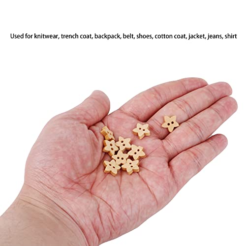 100Pcs 13Mm Star Shaped Wooden Button 2 Hole Diy Sewing Accessories #TOP6