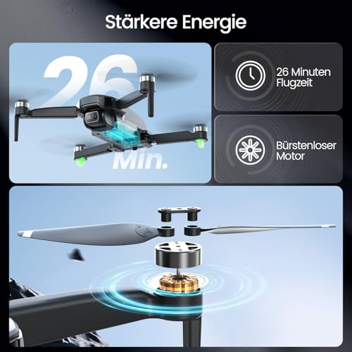 Holy Stone GPS Drohne mit Kamera 4K für Anfänger, HS460 Drohnen mit 26 Min. Lange Flugzeit, Bürstenloser Motor, Follow Me, Rückkehr, 5G FPV Übertragung faltbare Kameradrohne unter 249g für Erwachsene