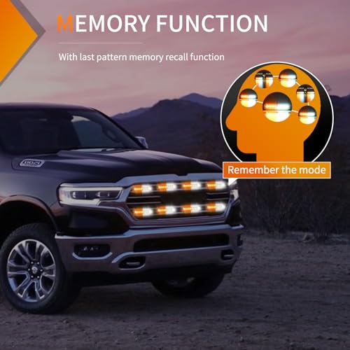 Image of Nilight 8PCS LED Strobe Lights 12V 24V Amber White Sync Feature Ultra Slim | Amber White 12 LED Emergency Hazard Warning Light Flashing Warning Mini Surface Mount Grille for Car Truck Camper trailer SUV