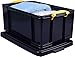 Produktbild Really Useful Kunststoff-Aufbewahrungsbox recycelt robust stapelbar 64 Liter, Schwarz, 440 x 710 x 310 mm