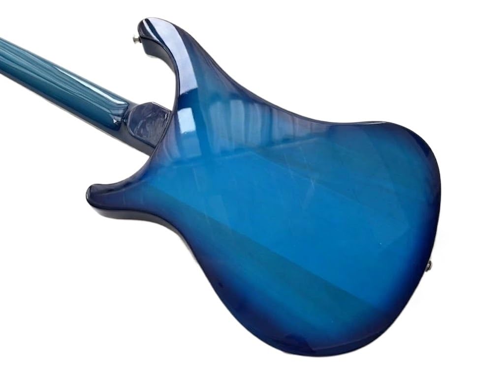 Basso elettrico a corpo solido, stile tributo classico blu con doppi pickup, 4 corde a grandezza naturale for performance sul palco rock (Bajo Eléctrico)