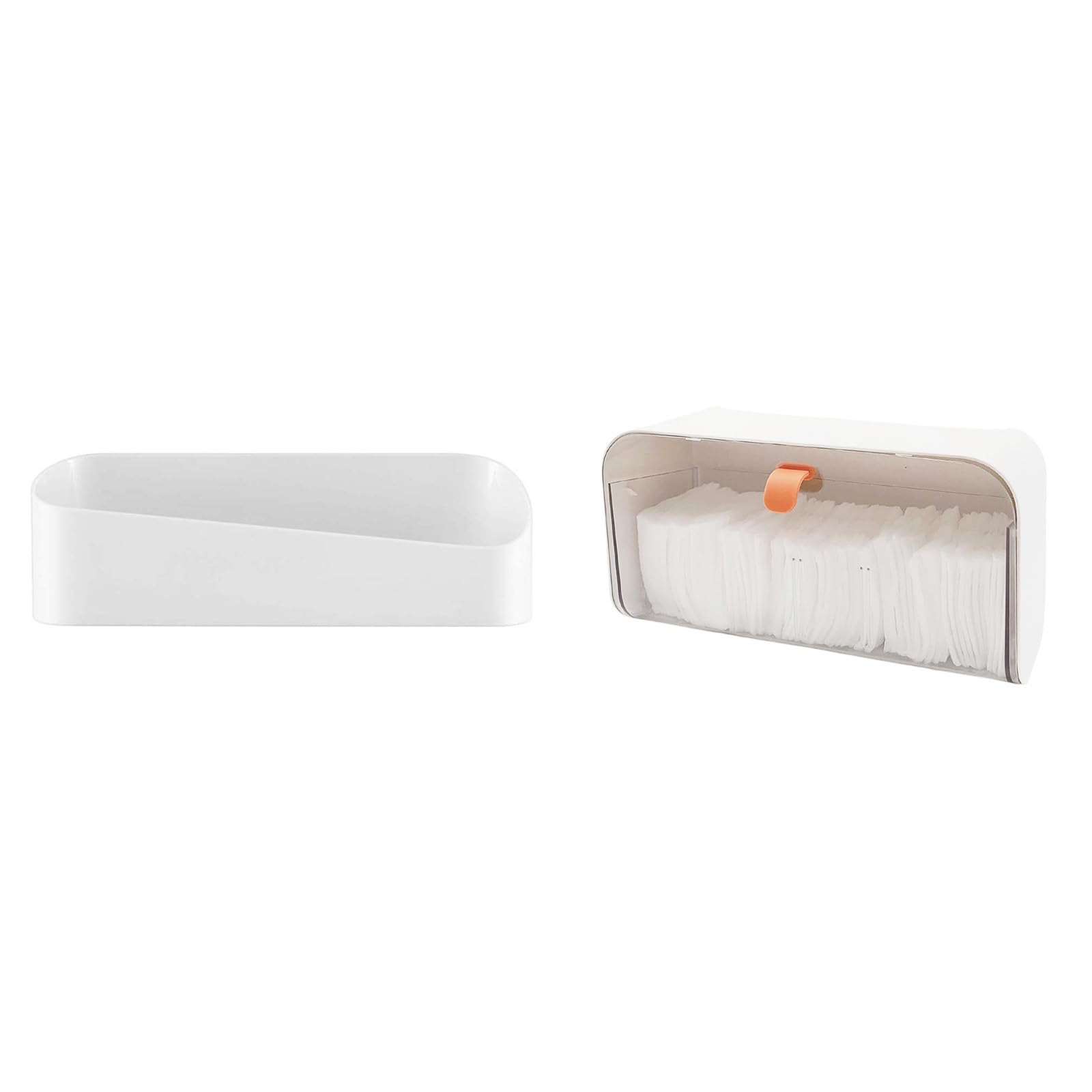 SUNFICON Adhesive Bathroom Shelf Organizer Shower Caddy and Wall Mounted Cotton Pads Holder Organizer
