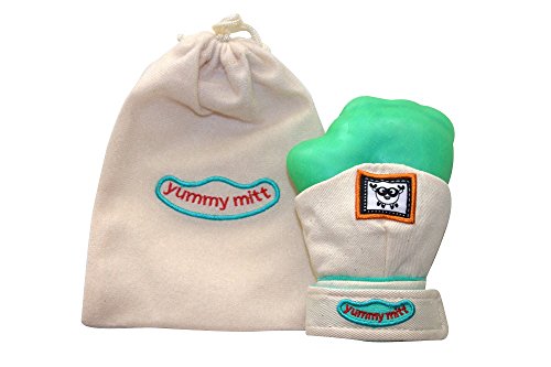 Yummy Mitt Teething Mitten -"Glows in The Dark" -3-12 Months Baby Self-Soothing Teething Mitt- BPA Free- 100% Certified Cotton (NOT Polyester) and Silicone, Beige