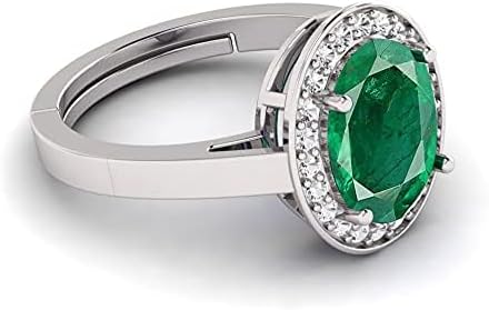 Natural 8.00 Ct Lab Certified Emerald Panna 925 Sterling Silver Oval Shape Adjustable Ring - Image 5