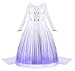 JerrisApparel Girl Princess Costume Snow Party Dress Halloween Cosplay Dress up (4T, White with Accessories)
