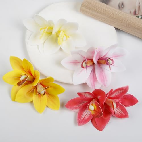 4 Pinzas para el cabello con flores hawaianas artificiales miniatura 2