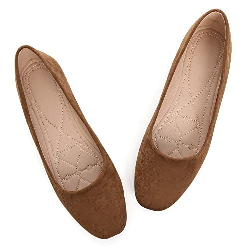 Image of ChaiRong Zhou Women Square Toe Ballets Flats Comfort Slip On Walking Shoes for Driving