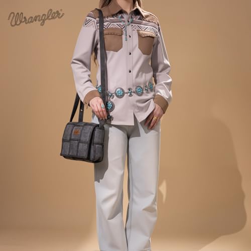 Image of Wrangler Woven Crossbody Bag for Women Vintage Floral Tooled Cross Body Purse