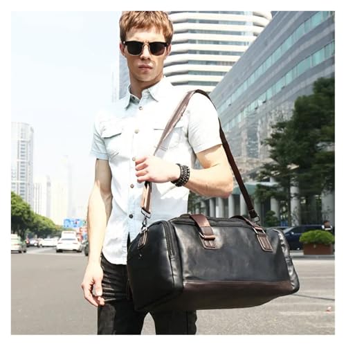 Travel Bag Men's PU Leather Gym Bag Sports Bags Duffel Travel Luggage Tote Handbag For Male Fitness(Style B Brown)4