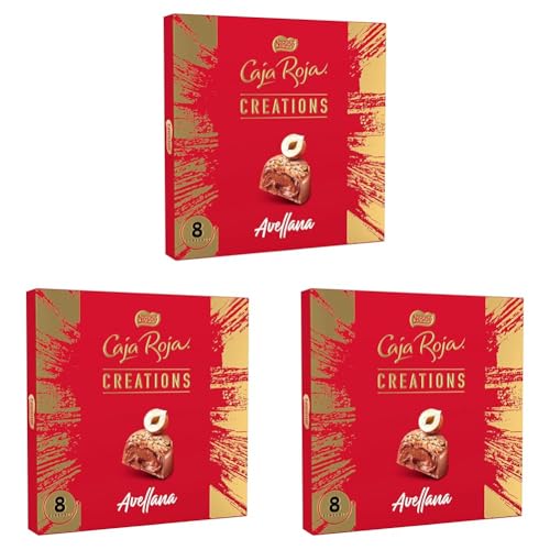 NESTLÉ CAJA ROJA Creations Bombón de chocolate con leche y avellana Estuche 111 g (Paquete de 3)