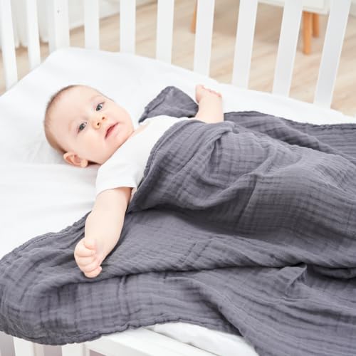 Image of Muslin Swaddle Blankets for Newborn, Cotton Receiving Blankets for Baby