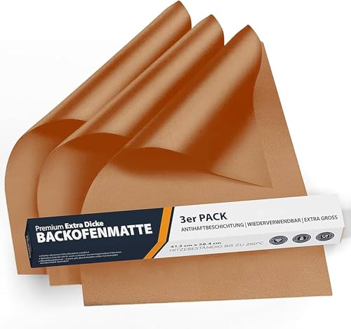 Lindas Essentials Dauerbackfolie für Backofen und Grill Backpapier wiederverwendbar geeignet für Elektro- und Gasbackofen antihaftbeschichtet für den Backofenboden BPA- und PFOA-frei (3er Pack)