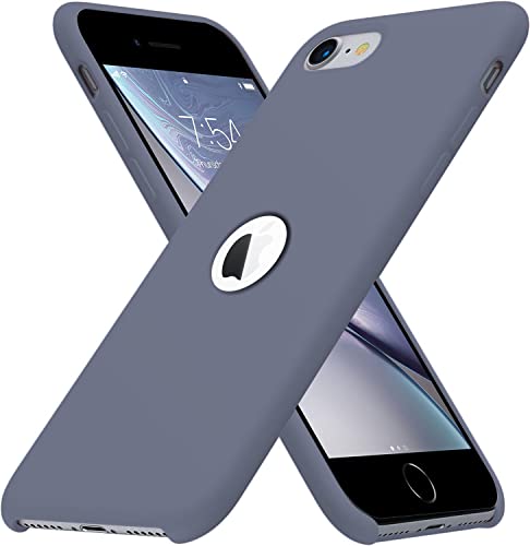 Image of VONZEE Liquid Silicone Soft Back Cover for iPhone 7 Case, Shockproof Slim Camera & Full Body Protection Non Yellowing Cover with Microfiber Lining & Logo Cut (4.7 Inch) -Lavender Grey