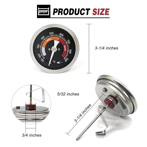 Accurate Thermometer Replacement for All Big Green Egg Charcoal Grills, HD 3.3” Large Dial & Waterproof Temperature Gauge for BGE Accessories, Stainless Steel Thermostat for Long Time Use