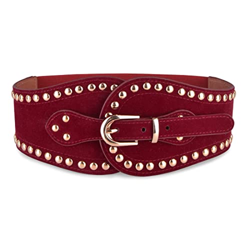 BlackButterfly Velvet Pirate Studs Decorated Vintage Buckle Stretchy Waspie Adjustable Waist Belt