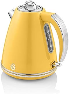 Swan Retro 1.5 Litre Jug Kettle, Grey, with 360 Degree Rotational Base, 3KW Fast Boil, Easy Pour, SK19020GRN