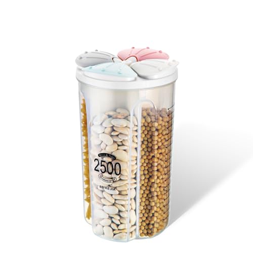 Yeswell 2.5L Luftdichte Vorratsbehälter, 4-Gitter Clear Vorratsdosen Frischhaltedosen Schüttdose, BPA Frei Versiegelte Aufbewahrungsbox, Luftdichte Lagerung Gläser für Lebensmittel (4-Gitter 2500ML) Yeswell 2.5L Luftdichte Vorratsbehälter, 4-Gitter Clear Vorratsdosen Frischhaltedosen Schüttdose, BPA Frei Versiegelte Aufbewahrungsbox, Luftdichte Lagerung Gläser für Lebensmittel (4-Gitter 2500ML)