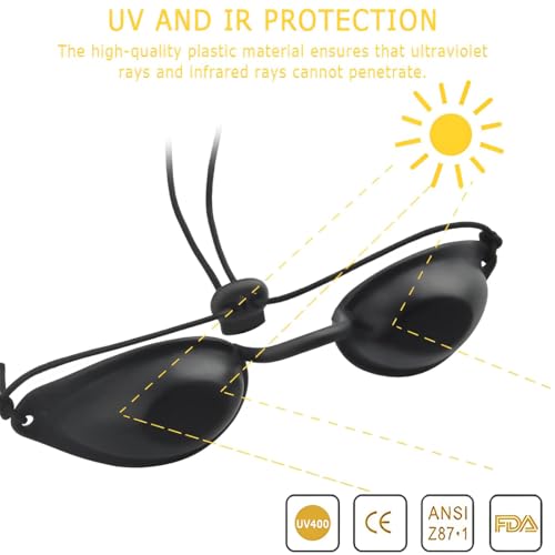 AOEVUIR 2 Pcs Solarium Brille LED Schutzbrille, UV Solarium Schutzbrille Solariumbrille Sonnenschutz Brille für Sonnenbank Beauty Patienten Sonnenbrille IPL Behandlung LED Lichttherapie