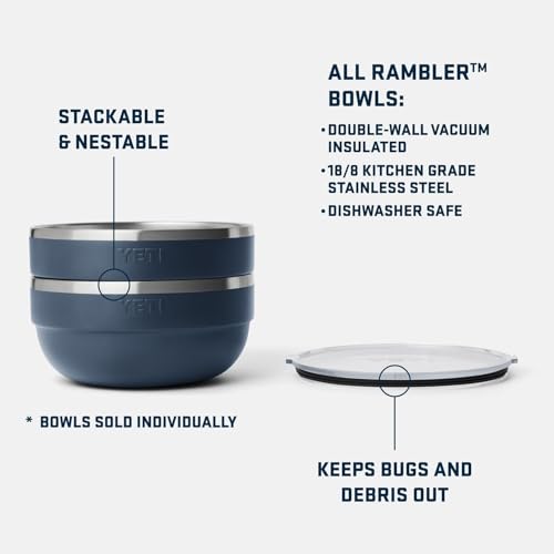 Image of YETI Rambler Bowls, Vacuum Insulated, Stackable and Nestable Stainless Steel Bowl with Lid, 4.5 Quart, Sea Stone