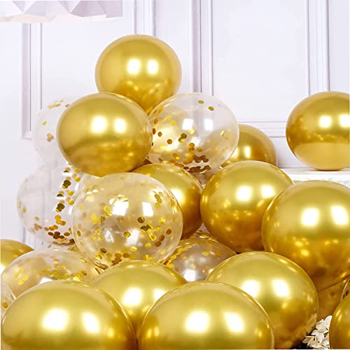 Image of AMFIN Confetti Balloons for Decoration /Confetti Combo Balloons /Birthday Confetti Balloons /Confetti Gold Balloons /Gold Theme Decoration /Party Gold Balloons /Anniversary - Pack of 20