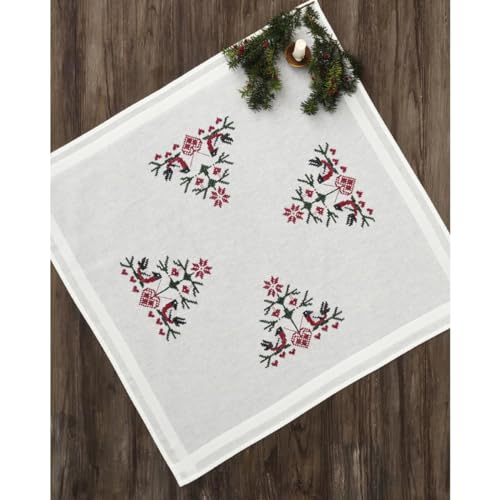 Kit broderie point de croix oiseaux et cœurs idée cadeau fait main