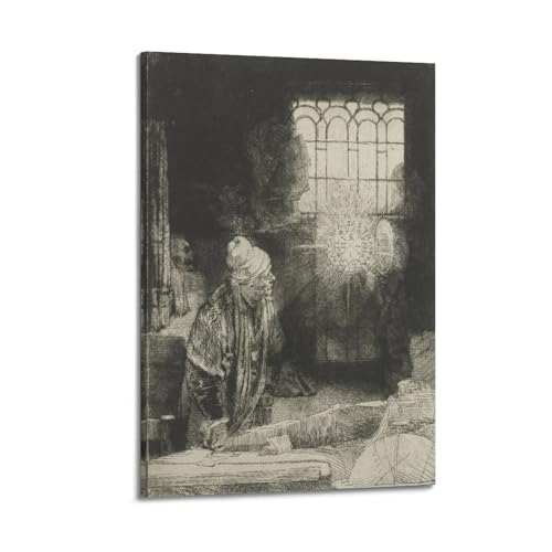 Poster Faust de Rembrandt : impression sur toile de maître pour décoration murale 50x75 cm