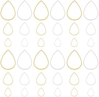 PandaHall 300pcs Drop Linking Rings 3 Sizes Metal Teardrop Charms Links Frames Charms Jewellery Connectors for Necklaces Bracelets Jewellery Dangle Earring Making Key Chain (Gold & Silver)