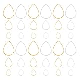 PH PandaHall 300pcs Drop Open Bezels for Resin 3 Sizes Earrings Beading Hoop Linking Rings Teardrop Connectors Charms Links Frames for Clay Earring Necklaces Bracelets Jewelry Making(Gold Silver)
