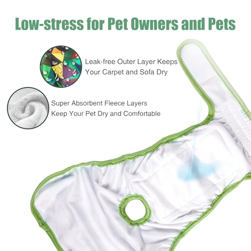 Image of wegreeco Washable Dog Diapers (3 Pack), Highly Absorbent Dog Diapers Female for Doggie Puppy in Heat, Period, Incontinence, or Excitable (Abstract Geometrical Blue, Large)
