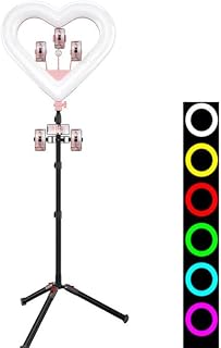 Bias&Belief LED Light Ring with Tripod Stand & Cell Phone Holder Heart Shaped Ring Light Remote Control Stepless Dimming Selfie Ring Light for Makeup Video Live