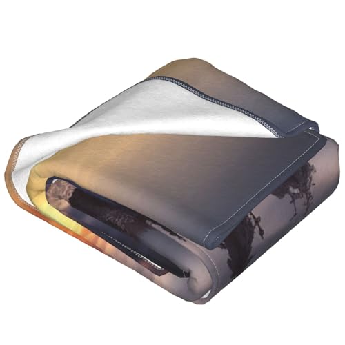 Couverture en micro polaire lever de soleil pour cocooning sur le canapé 152x127 - 5