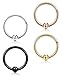 FIBO STEEL 4 Pcs 16G Stainless Steel Septum Piercing Nose Rings Hoop Ear Piercing,8-12MM