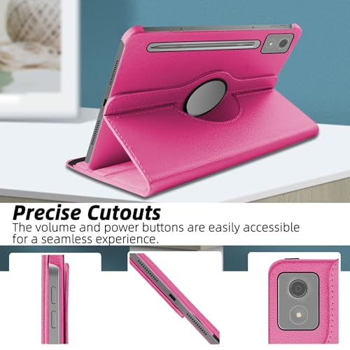 Image of TGK 360 Rotatable Smart Flip Cover for Lenovo Idea Tab Pro 12.7 Inch 2025 TB-373FU TB-375FC Tablet Case (Hot Pink)