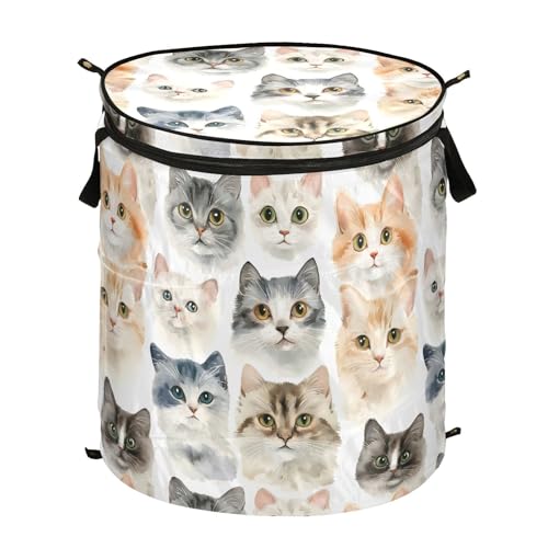 Animali Cat Group Cesto portabiancheria acquerello e cesto portabiancheria impermeabile con manici robusti vasche grande grande per biancheria da letto abbigliamento cajas para guardar