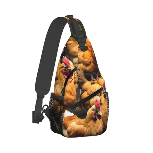 Mochila bandolera MyPiky con estampado de gallinas miniatura 2