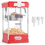 VEVOR Máquina para Hacer Palomitas de Maíz, 480 W, 4 oz, Produce 1,5 Galones por Tanda, Máquina para Hacer Palomitas de Maíz de Sobremesa, Incluye 3 Palas, Estilo cine, Rojo, 275 x 240 x 485 mm