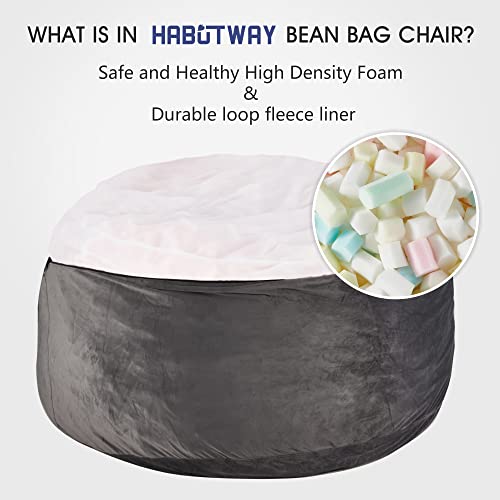 image for HABUTWAY Bean Bag Chair: Giant 5' Memory Foam Furniture Bean Bag Chair