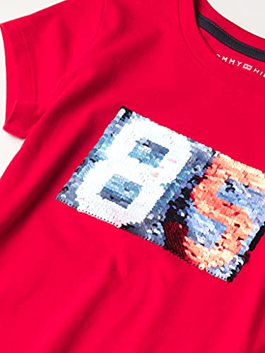 Tommy Hilfiger Girls' Short Sleeve T-Shirt With Flip Sequin Design, Cotton Tee With Tagless Interior, Chinese Red 85, 8-10 #TOP1