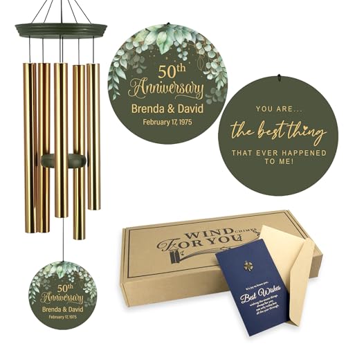 Image of Personalized Wind Chimes Anniversary, Customized Wedding Gift for Couples, Anniversary Wind Chime for Husband /Wife Loving Memory,30 /36inch