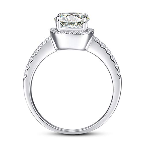 2.3 Ct Cushion Cut Wedding Rings Cubic Zirconia Engagement Rings 925 Sterling Silver Halo Engagement Rings for Women Size 5-93
