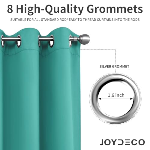 Image of Joydeco Blackout Curtains 63 inch Length 2 Panels Set, Thermal Insulated Long Curtains & Drapes 2 Burg, Room Darkening Grommet Drapes for Bedroom Living Room Windows (W42 x L63 Inch, Peacock Blue)