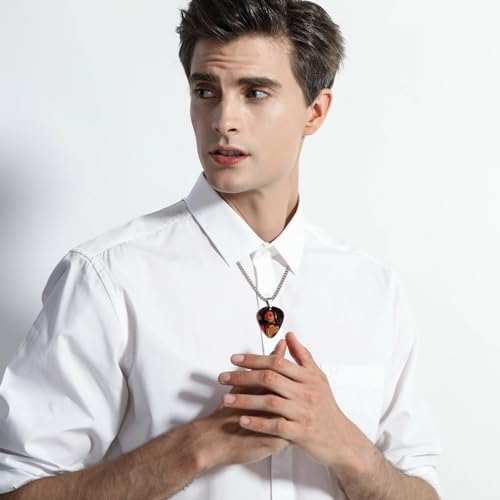 MunkiMix Collier Médiator de Guitare Personnalisé pour Homme Femme Charme Cool Rocher Style Gravé avec Texte/Photo Pendentif de Guitare en Acier Inoxydable Cadeaux pour les Amateurs de Musique (A2) – vue 2