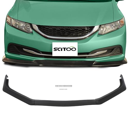 SCITOO - SCITOO Front Lip Spoiler Fits for 2013-2015 for Honda Civic Sedan Matte Black Front Bumper Lip
