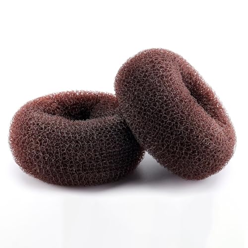 2 ciambelle per chignon extra large (10,9 cm) - Chignon stile anello per capelli spessi e lunghi, marrone